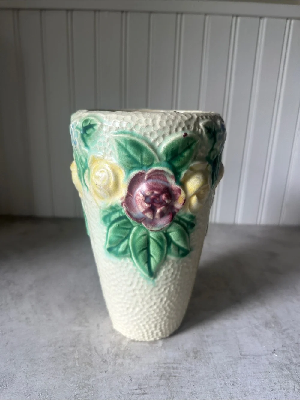 Roseville Rozane 8” Floral Cone Vase 103-8 Antique 1917 Pottery Vintage Decor